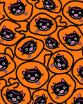 Playful Black Orange Pig Face Medallion Rug