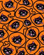Playful Black Orange Pig Face Medallion Rug