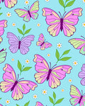 Pastel Pink Purple Butterfly Garden Rug