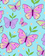 Pastel Pink Purple Butterfly Garden Rug