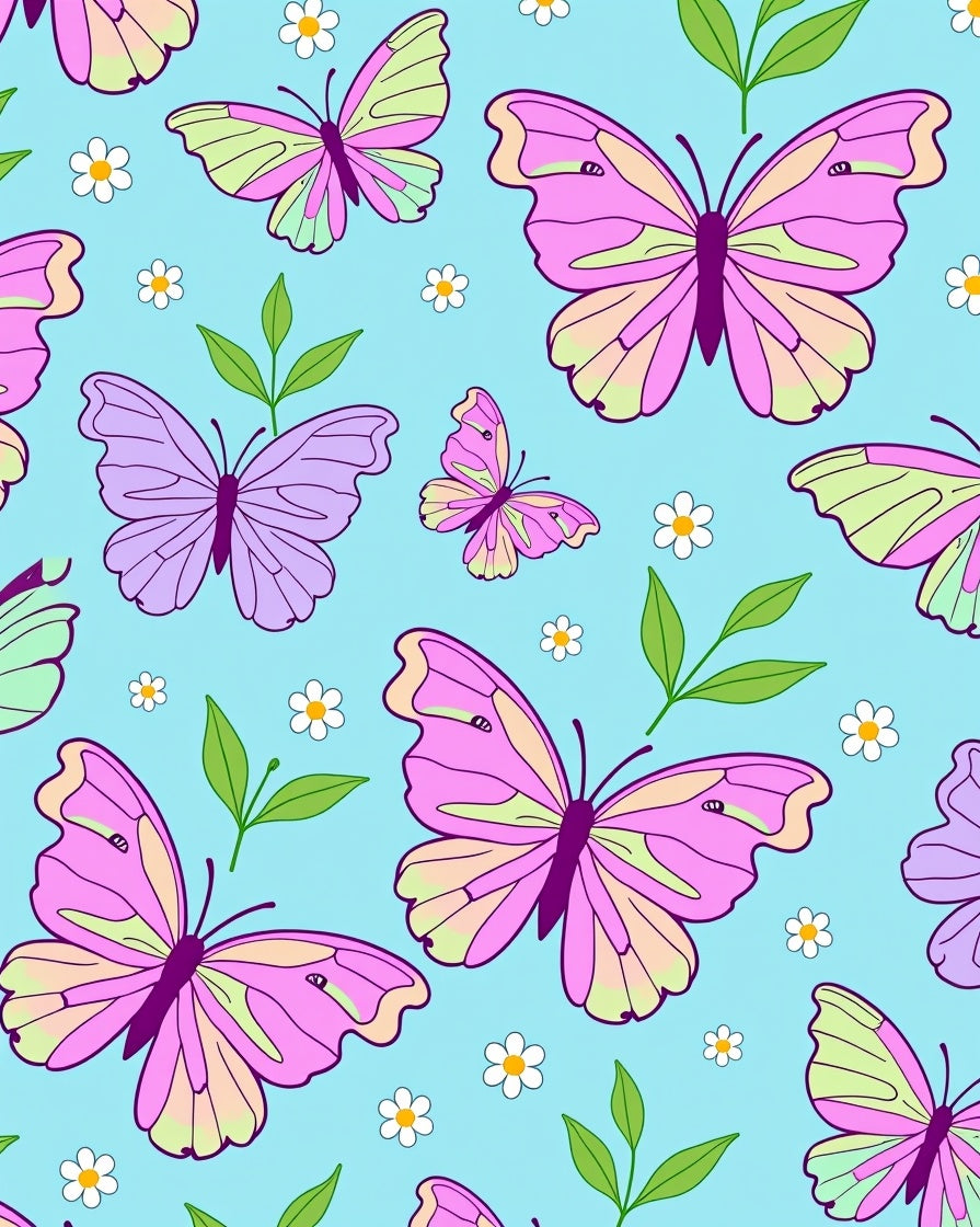 Pastel Pink Purple Butterfly Garden Rug