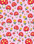 Whimsical Red Mushroom Floral Blend Rug