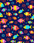 Colorful Striped Fish Oceanic Collage Rug