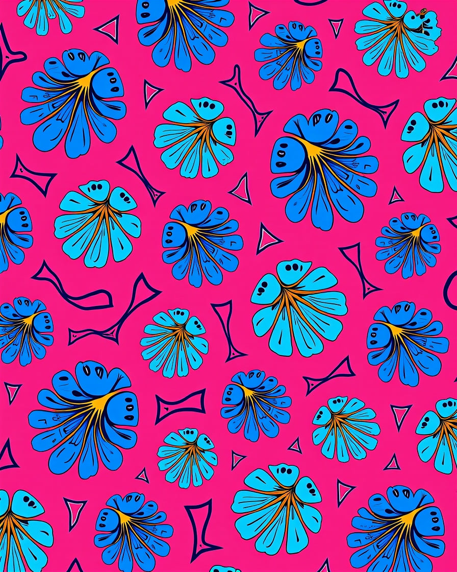 Vibrant Blue Floral Popsicle Pink Background Rug