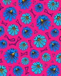 Vibrant Blue Floral Popsicle Pink Background Rug