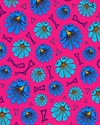 Vibrant Blue Floral Popsicle Pink Background Rug