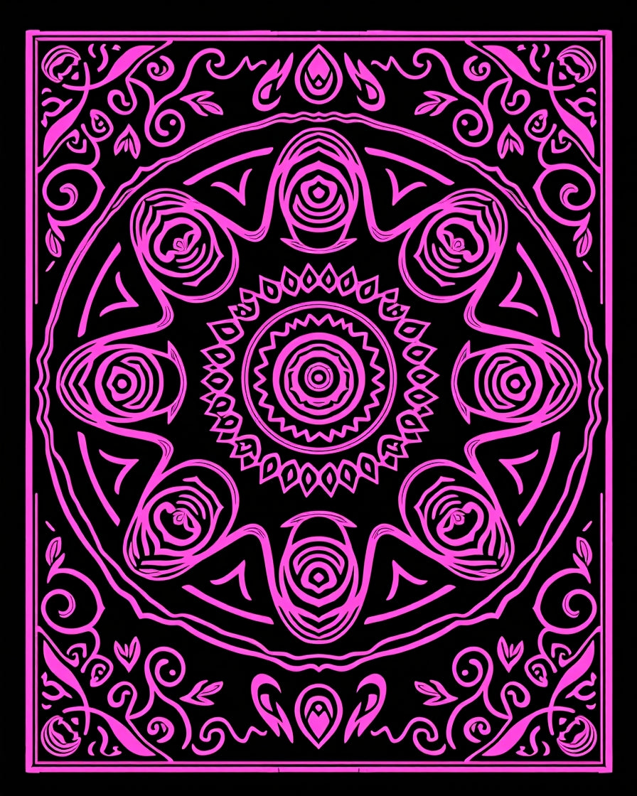 Vibrant Pink Floral Mandala Rug