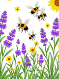 Whimsical Yellow Floral Bee Meadow Rug