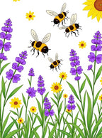 Whimsical Yellow Floral Bee Meadow Rug