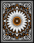 Bold Orange and White Floral Mandala Rug