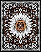 Bold Orange and White Floral Mandala Rug