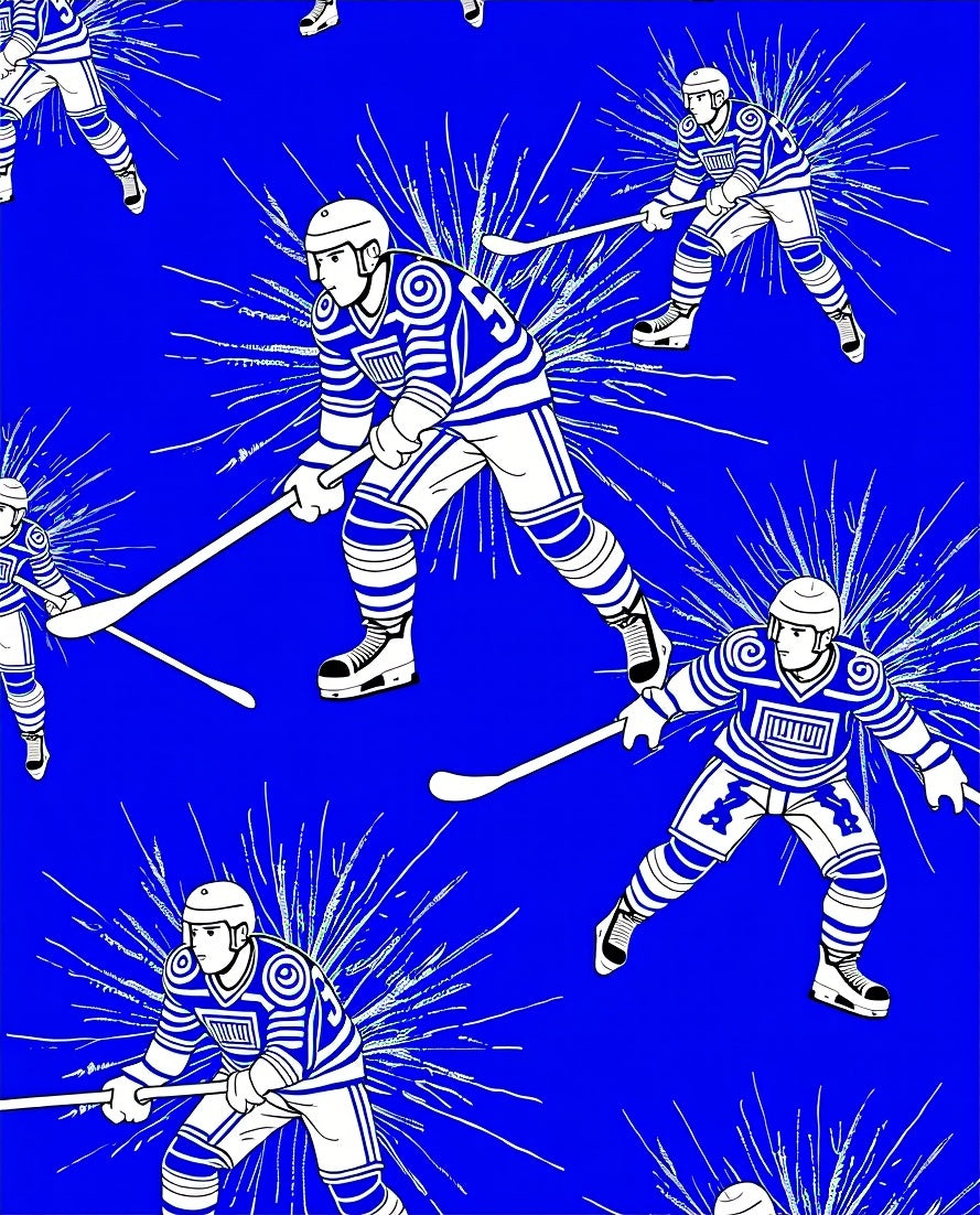 Bold Blue Hockey Player Explosion Rug