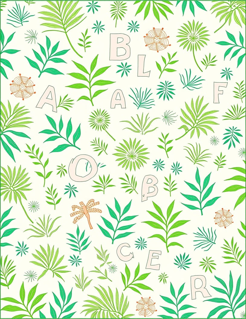 Tropical Foliage Letter Art Rug
