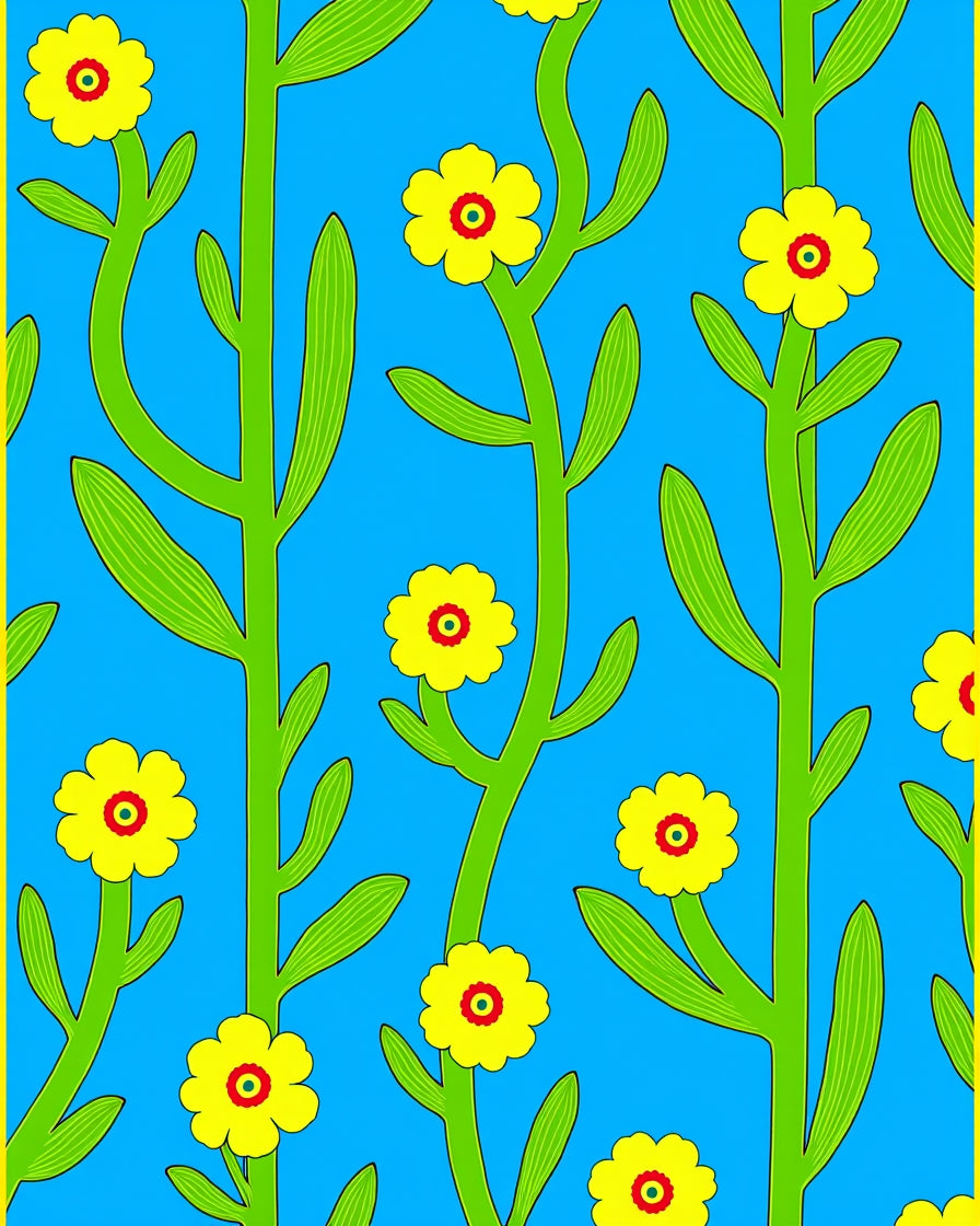 Vibrant Yellow Flower Stalks Rug