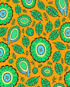 Vibrant Green Tropical Flower Abstract Rug