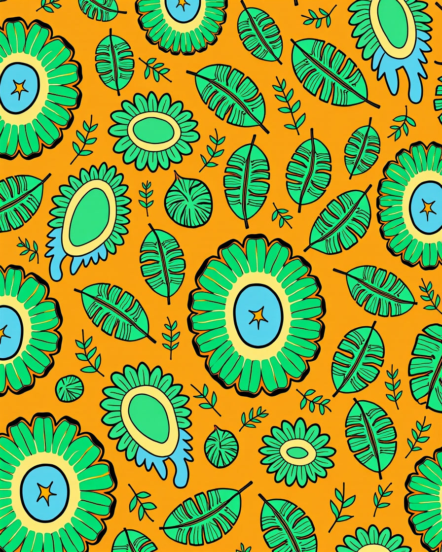 Vibrant Green Tropical Flower Abstract Rug