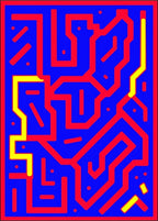 Bold Blue Red Yellow Abstract Maze Rug