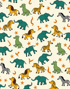 Playful Safari Animals Cream Background Rug