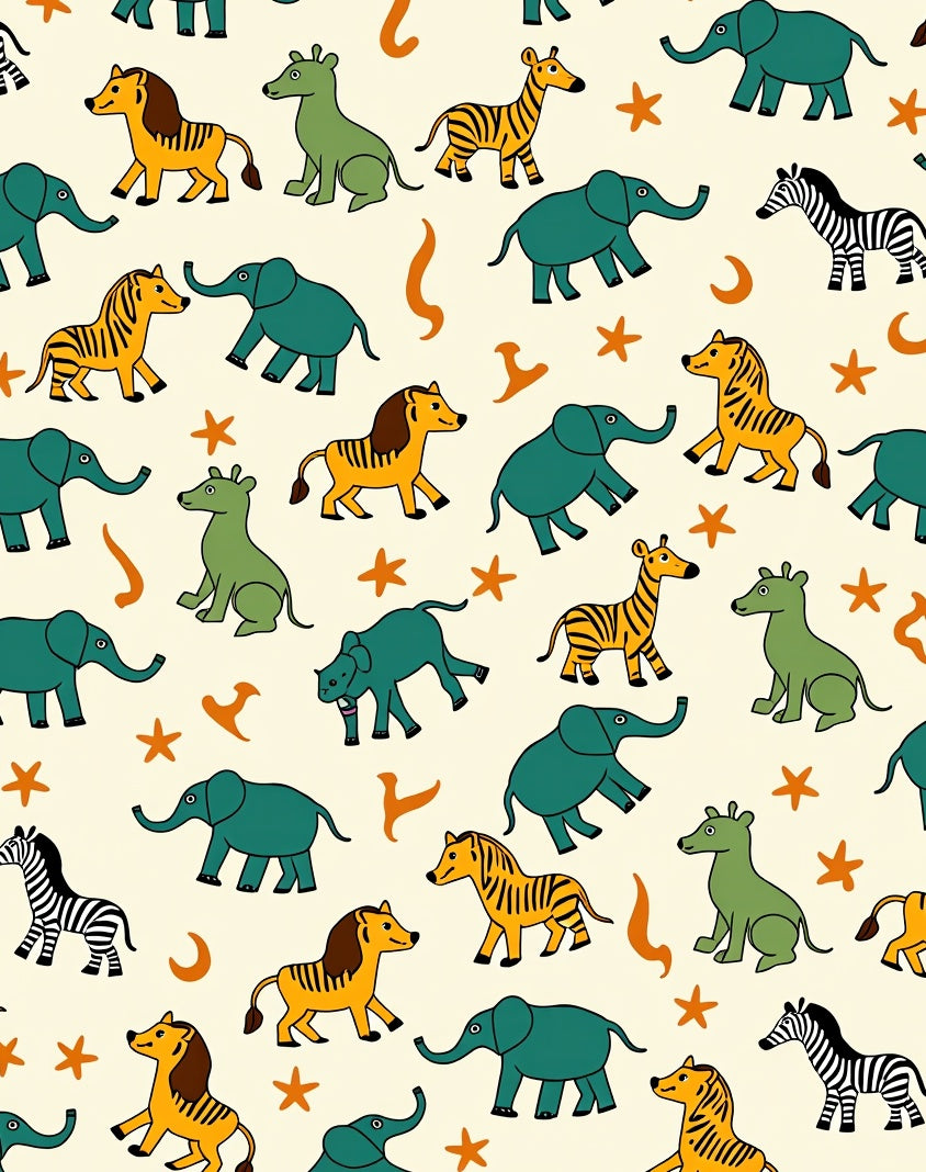 Playful Safari Animals Cream Background Rug