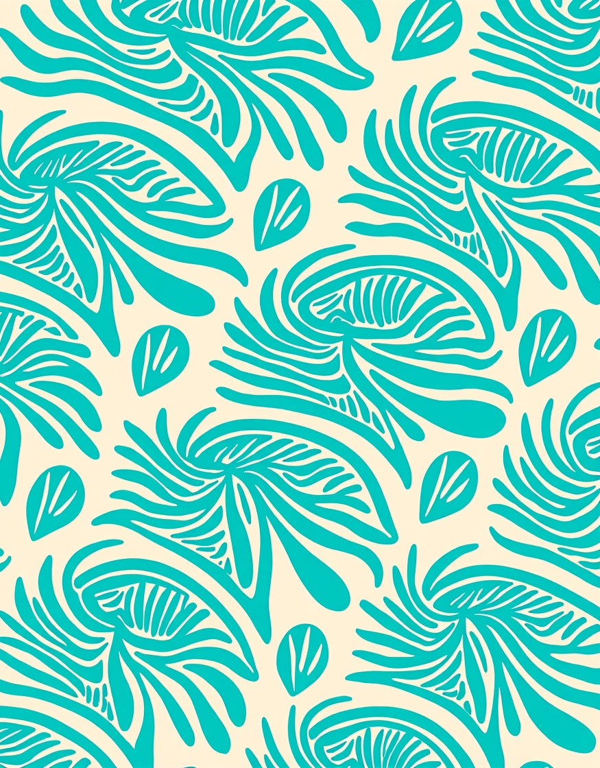 Turquoise Abstract Swirl Feather Rug
