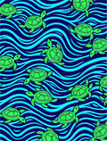 Oceanic Green Turtles Blue Waves Rug