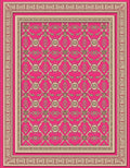 Vibrant Pink Ornate Geometric medallion Rug