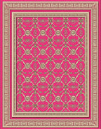 Vibrant Pink Ornate Geometric medallion Rug