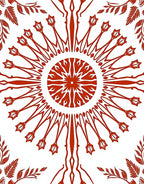 Crimson Sunburst Branch Medallion Rug