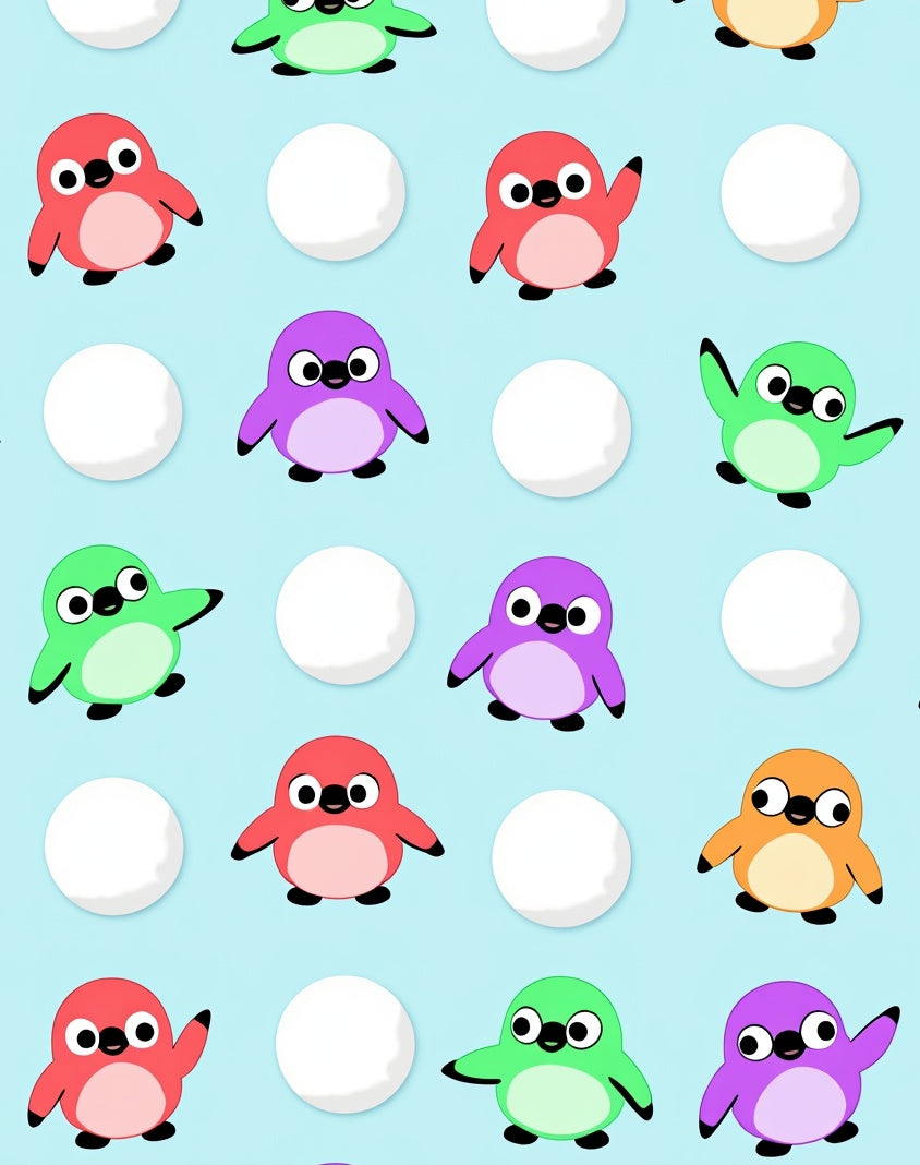 Playful Snowball Penguin Pals Rug
