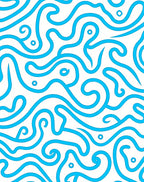 Bright Blue Swirl Lines Rug