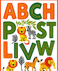 Jungle Alphabet Lion Zebra Collage Rug