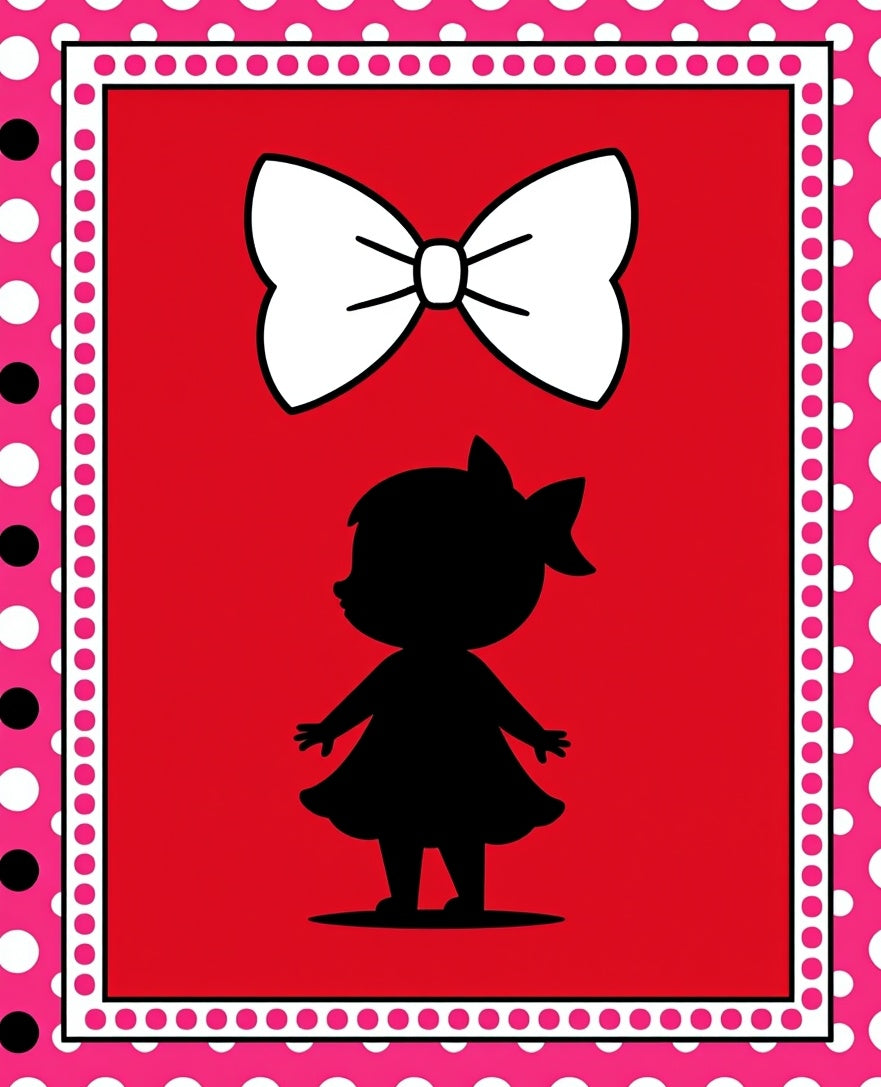 Red Silhouette Girl With Bow Rug