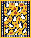 Yellow Penguin Snowflake Border Rug