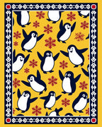Yellow Penguin Snowflake Border Rug