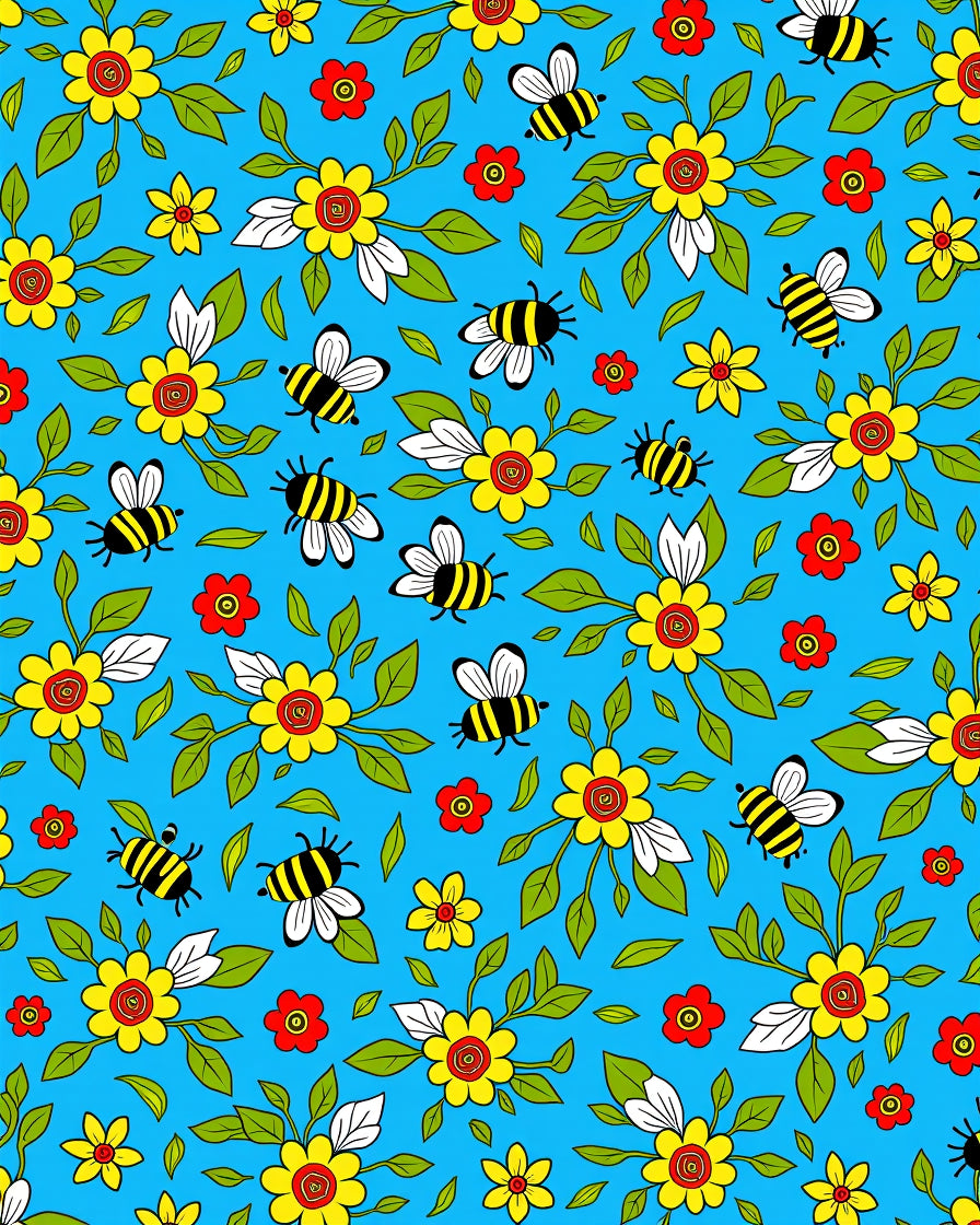Whimsical Yellow Flower Bee Garden Rug