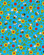 Whimsical Yellow Flower Bee Garden Rug