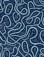 Navy Cyan Abstract Swirl Arrows Rug