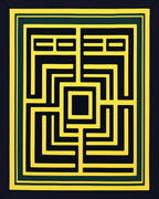Maze Yellow Black Border Rug