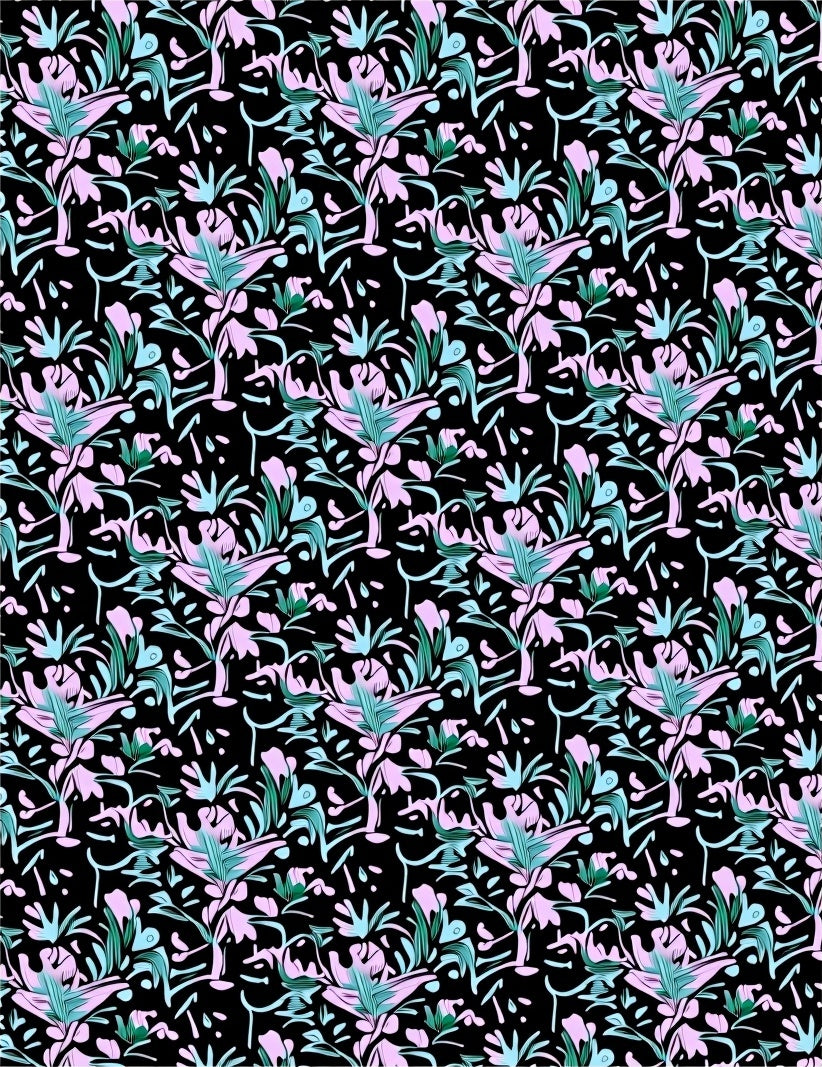 Pink Teal Abstract Floral Garden Rug