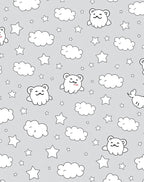 Cute Cloud Bear Starry Night Gray Rug