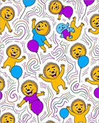 Jolly Yellow Lion Blue Purple Balloons Rug