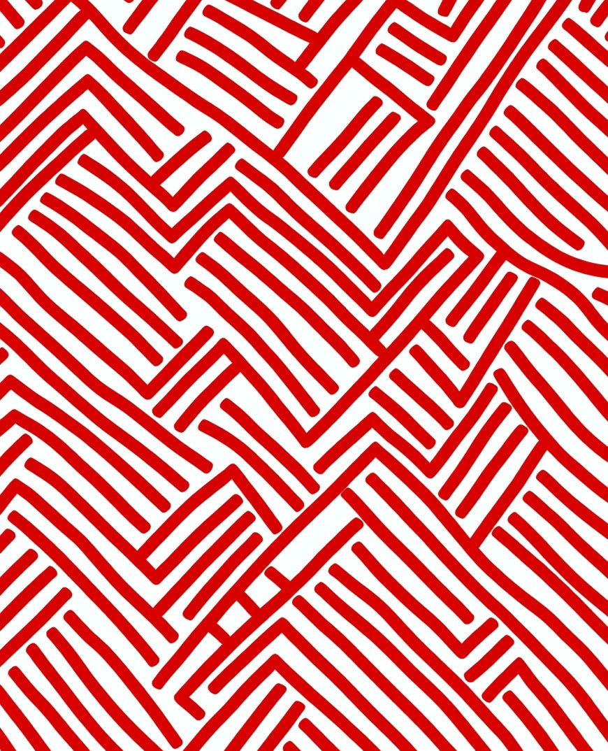 Bold Red Interlocking Stripe Rug