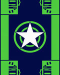 Navy Green Starburst Geometric Rug