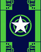 Navy Green Starburst Geometric Rug