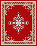 Crimson Scrollwork Floral Centerpiece Rug