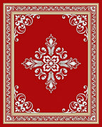 Crimson Scrollwork Floral Centerpiece Rug