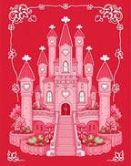 Enchanting Pink Castle Garden Frame Rug