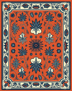 Earthy Orange Floral Vine Mandala Rug