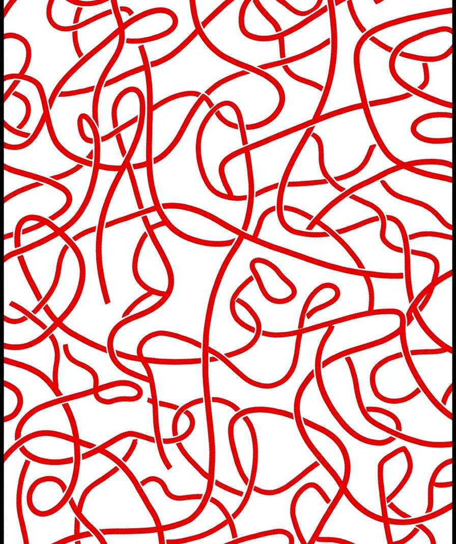 Red Entangled Ribbon Abstract Rug