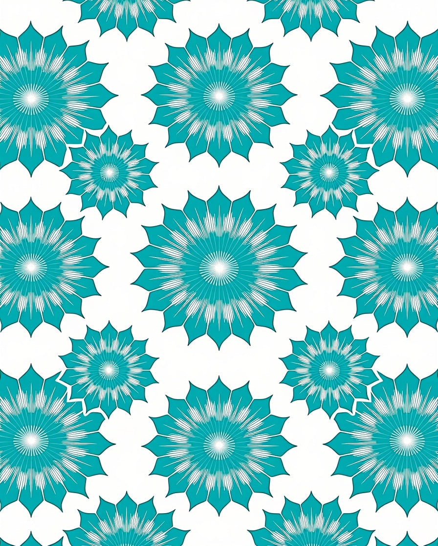 Teal Burst Floral Arrangement Rug